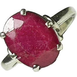 Natural Manikya (Ruby) Silver Ring; Original & Certified